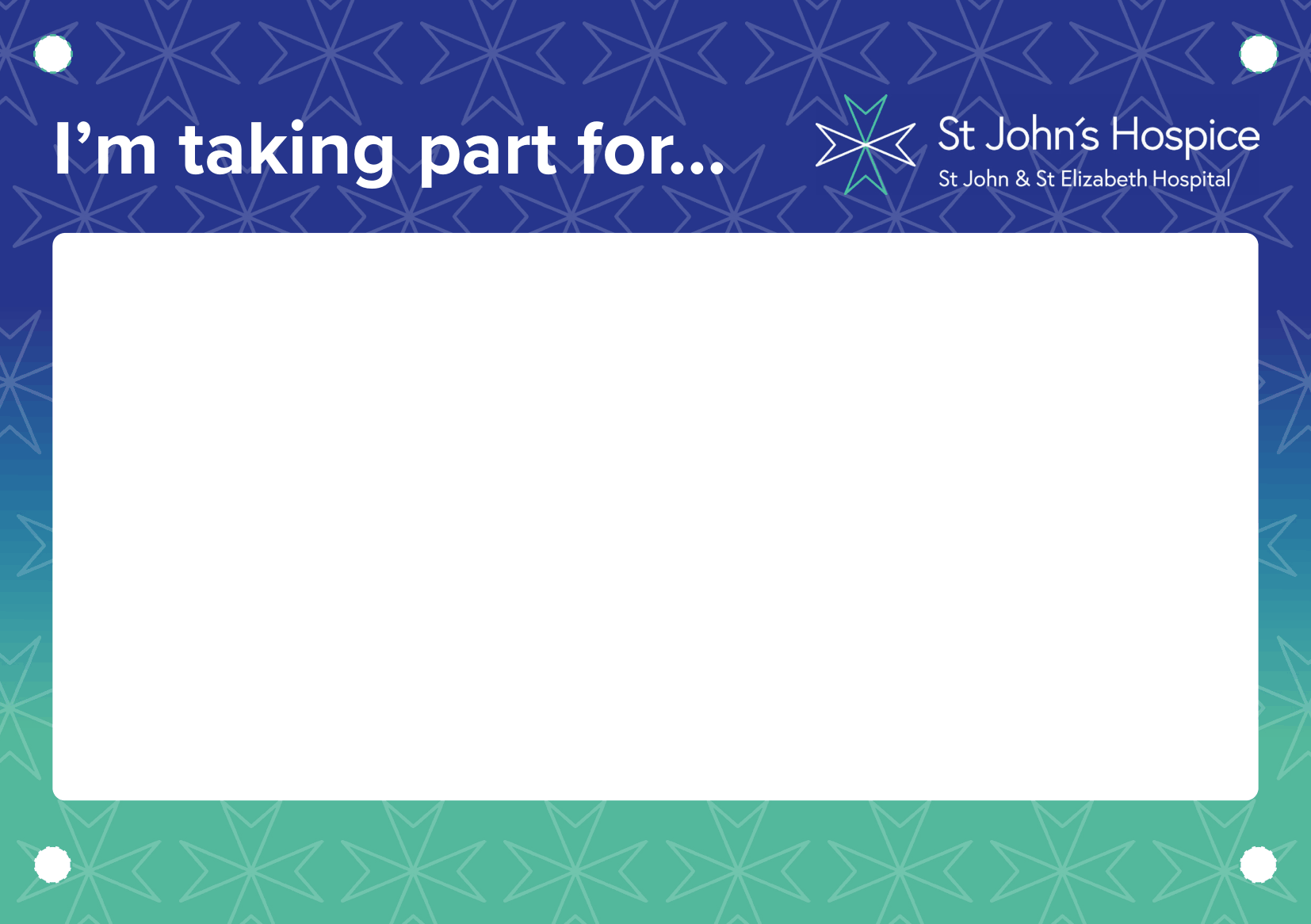 'I'm taking part for...' customisable bib