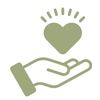 Symbol of a hand holding a heart